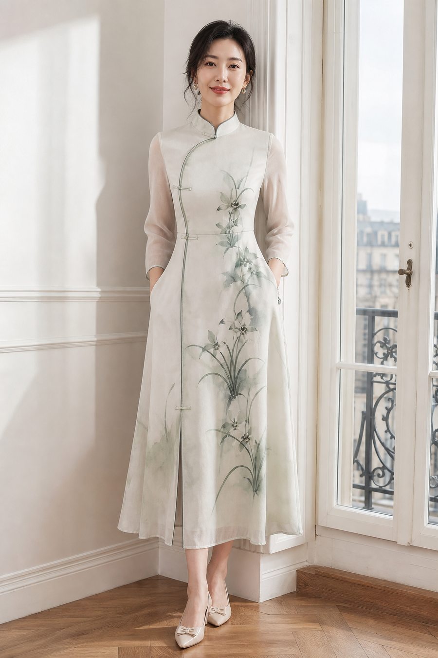 月白·水墨兰草姊妹款
